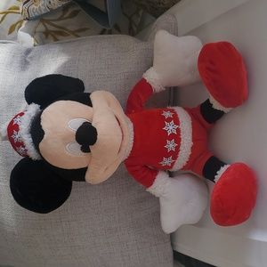 Disney Just Play Christmas Mickey Mouse 18" Plush with Red Hat and Sweater Bells